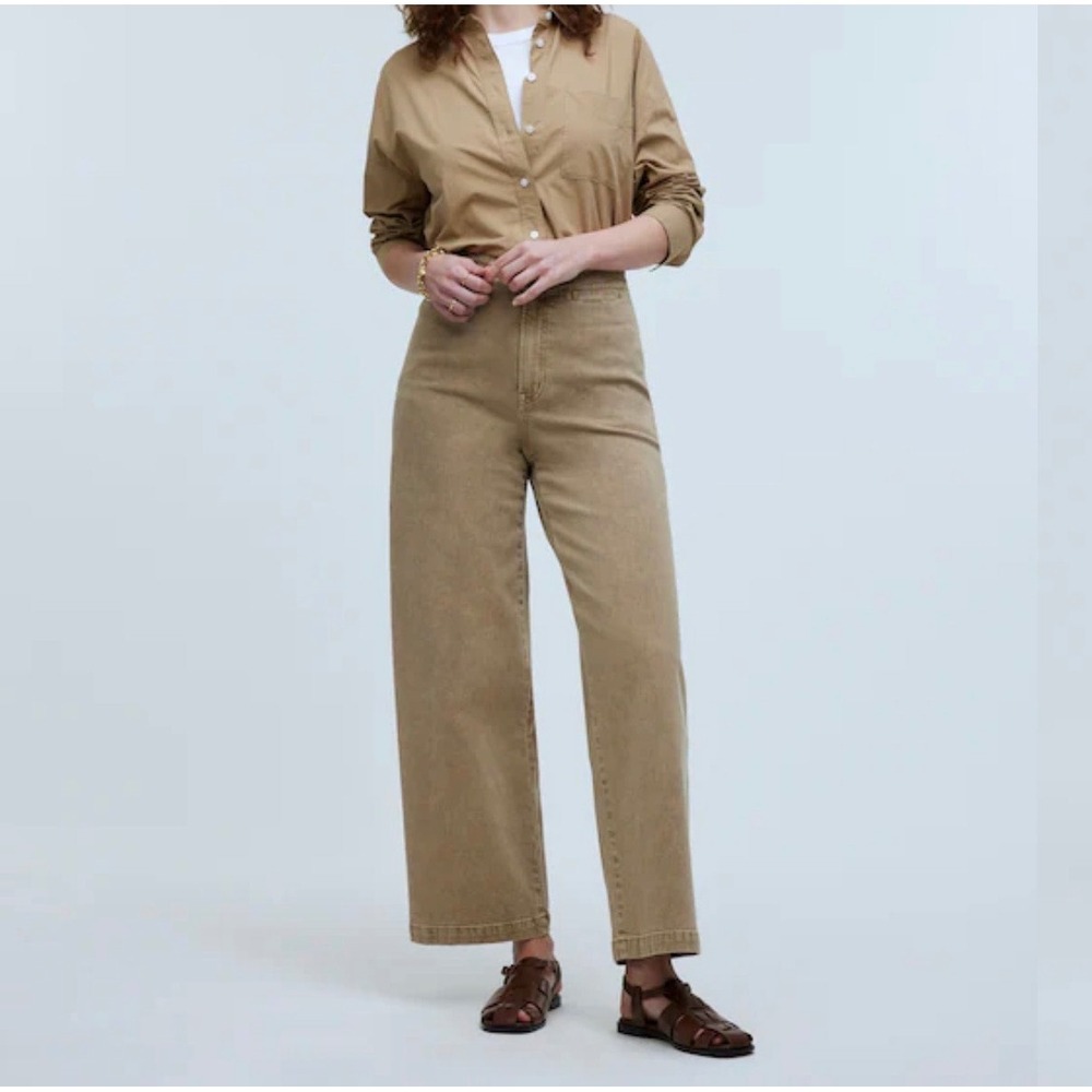 Madewell Emmett Wide-Leg Crop Pants Khaki Denim High-Waisted Women's 24